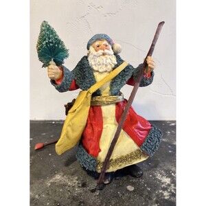 Kurt Adler Old World Santa Fabric Mache Figurine – 7” Tall Christmas Decor VTG